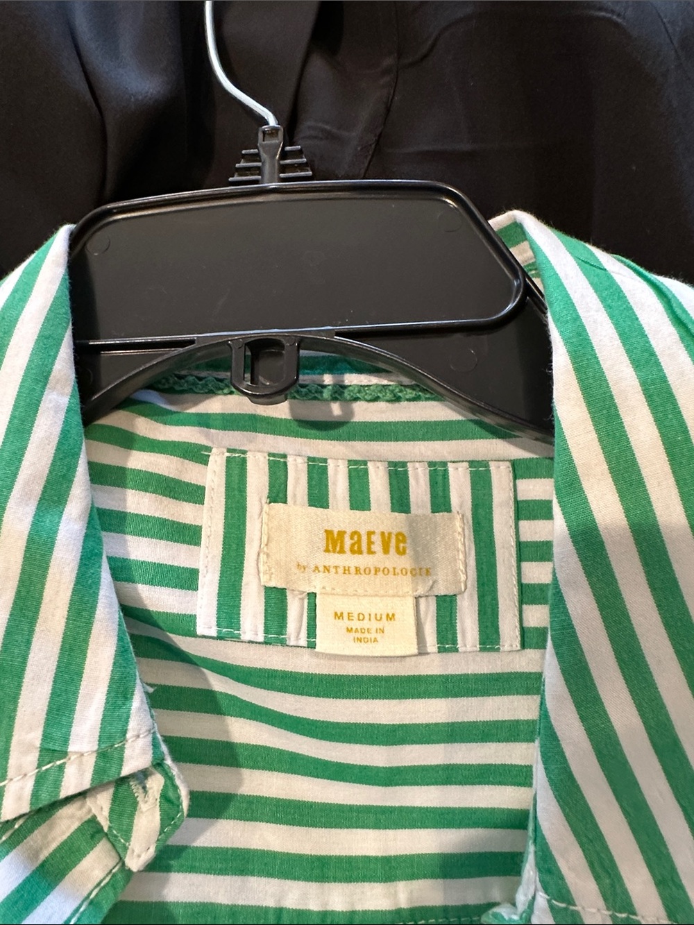 Anthropologie Green & White Striped Button-Down Shirt